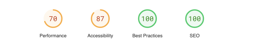 Google Lighthouse report main categories